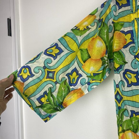 Divina Design Women's Lemon Printed Bathing Suit Coverup One Size Yellow Blue - Picture 2 of 7